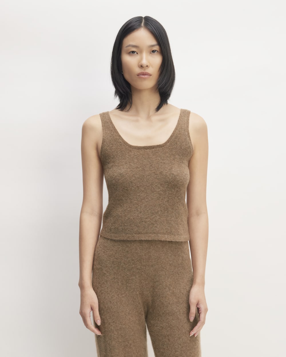 The Cozy-Stretch Tank in Heathered Toasted Coconut — front view