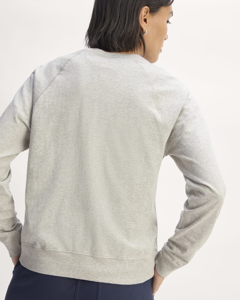 The Off-Duty Long-Sleeve Tee in Pale Heather Grey — detail view
