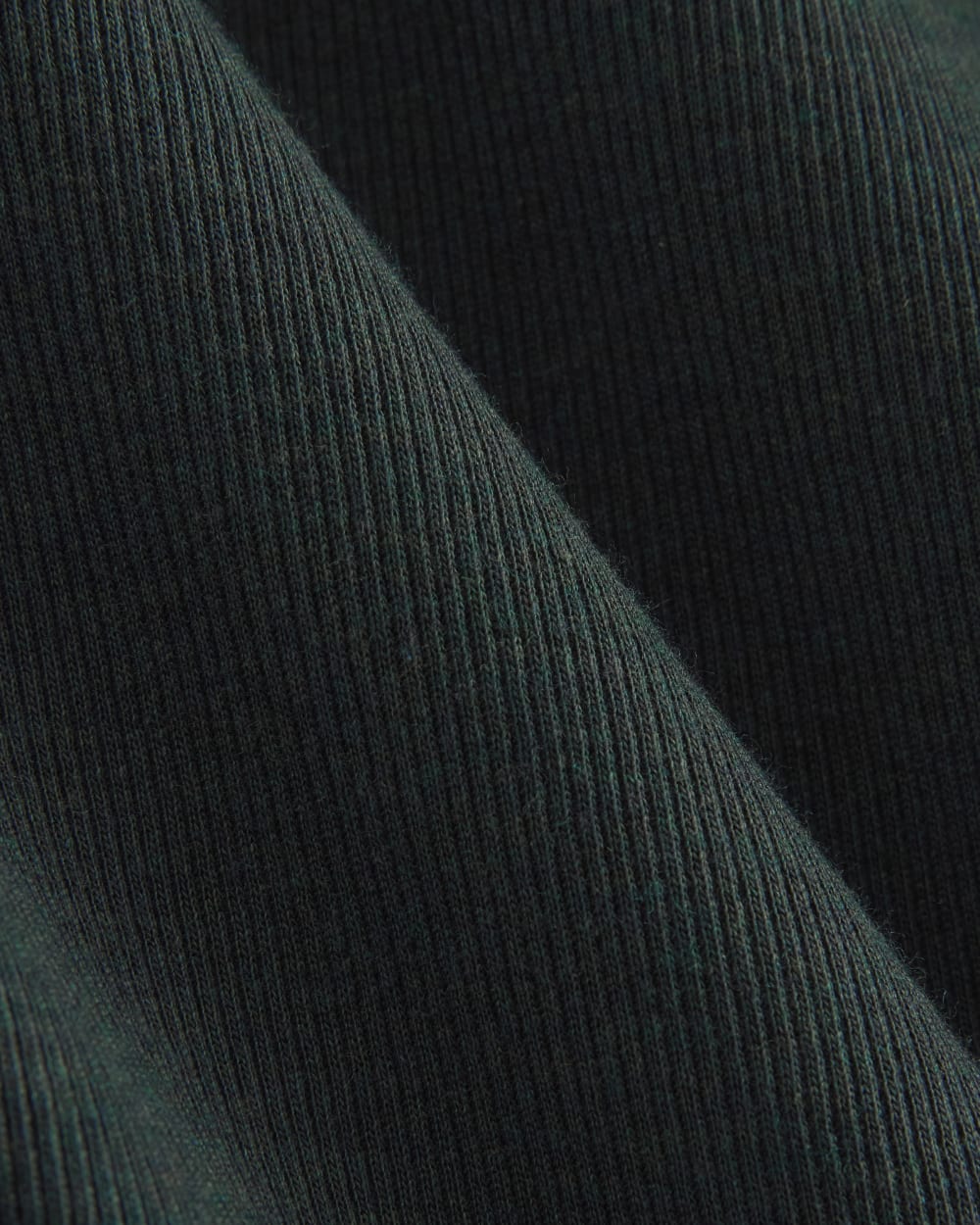 The Luxe Rib Funnel-Neck Tee in Heathered Dark Sea — detail view