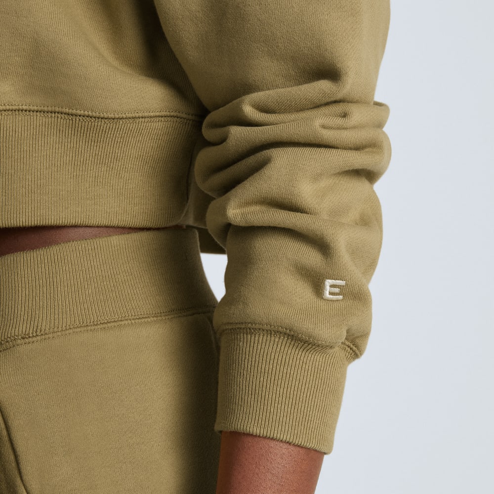 The Organic Cotton Cropped Crew in Fennel Seed — detail view