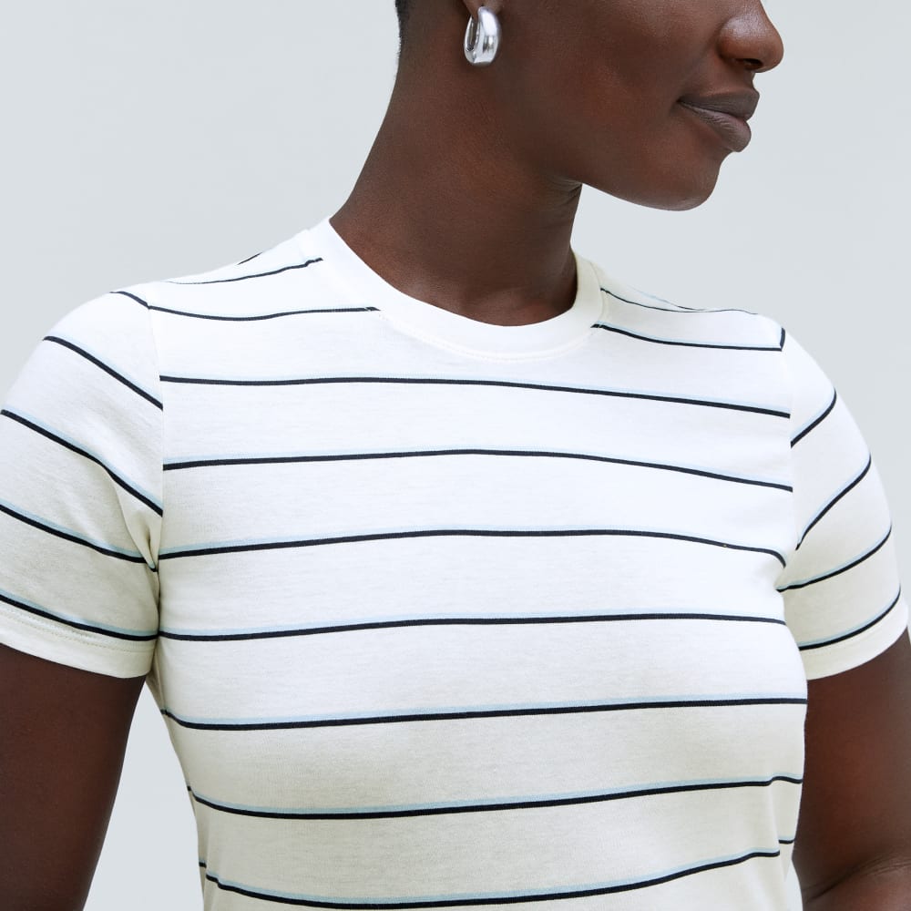 The Organic Cotton Crew Tee in Navy / White — detail view