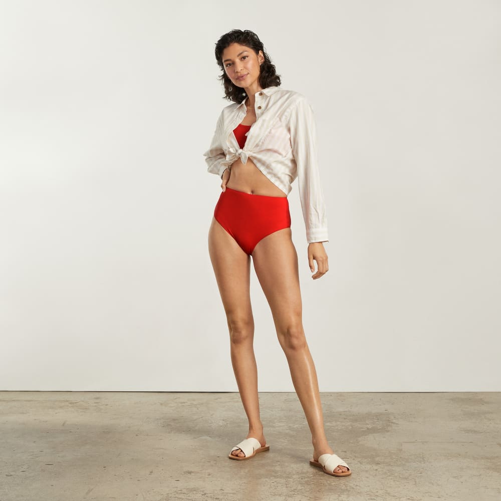 The High-Rise Hipster Bottom in Bright Red — detail view
