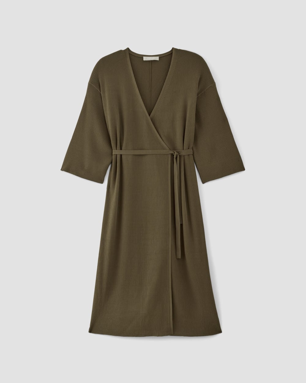 The Ribbed Wrap Midi Dress in Beech — alternate view