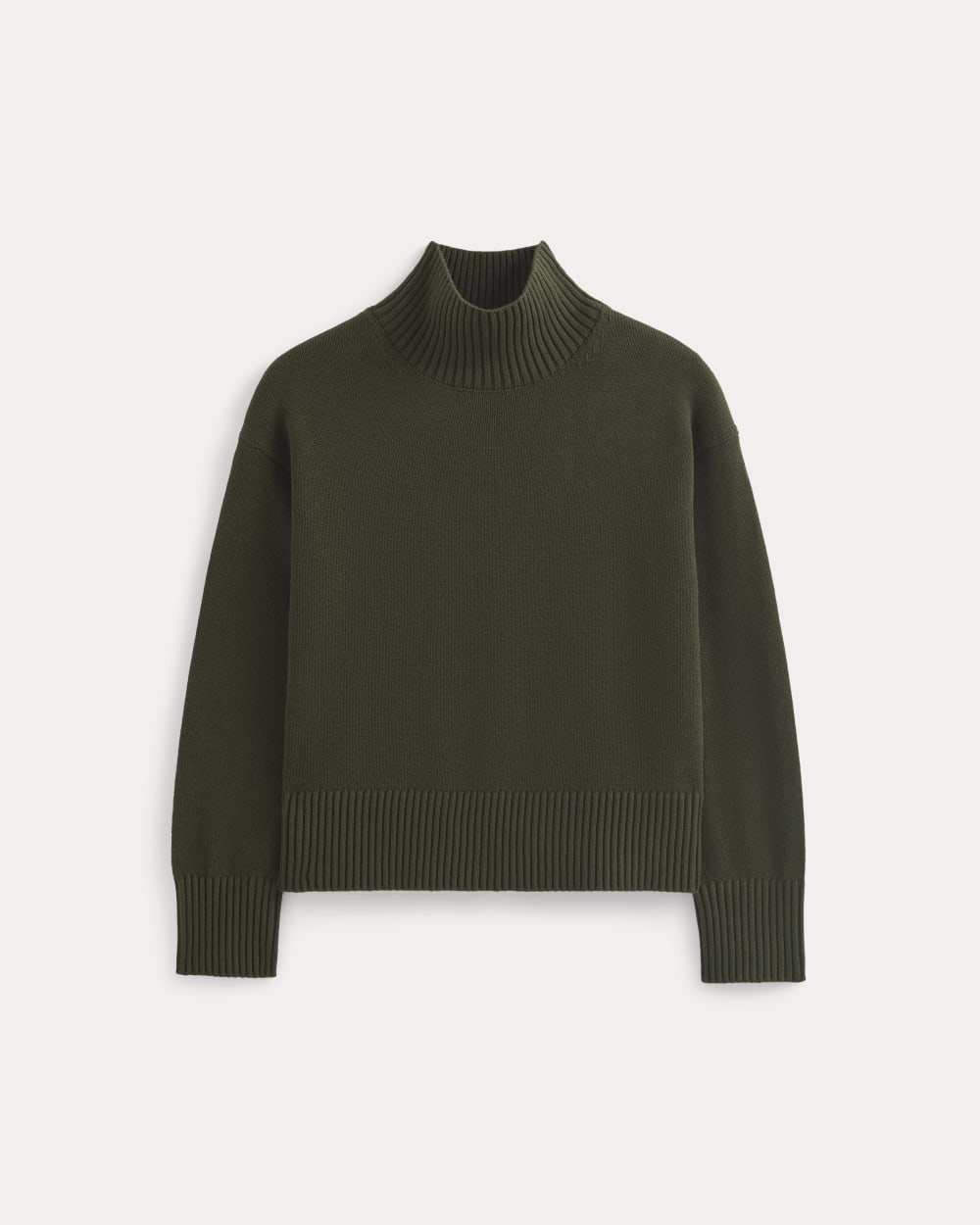 The Boxy Turtleneck in Everyday Cotton in Dark Green — alternate view