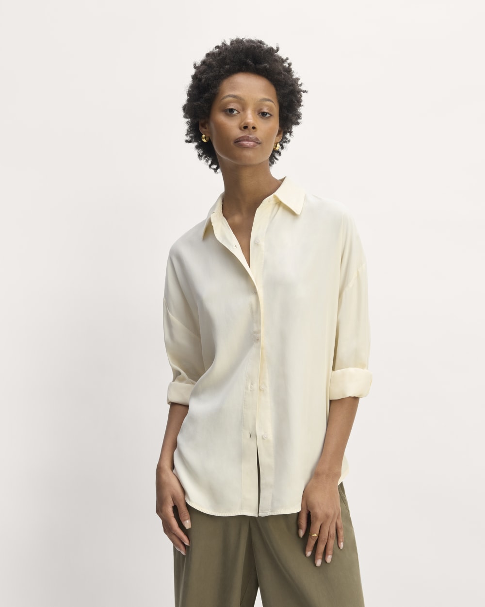 The Oversized Shirt in Butterlite in Bone — front view