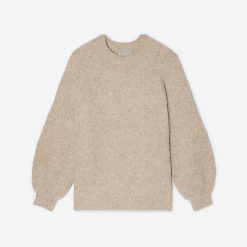 The SuperFuzz Alpaca Oversized Crew in Light Oat — alternate view