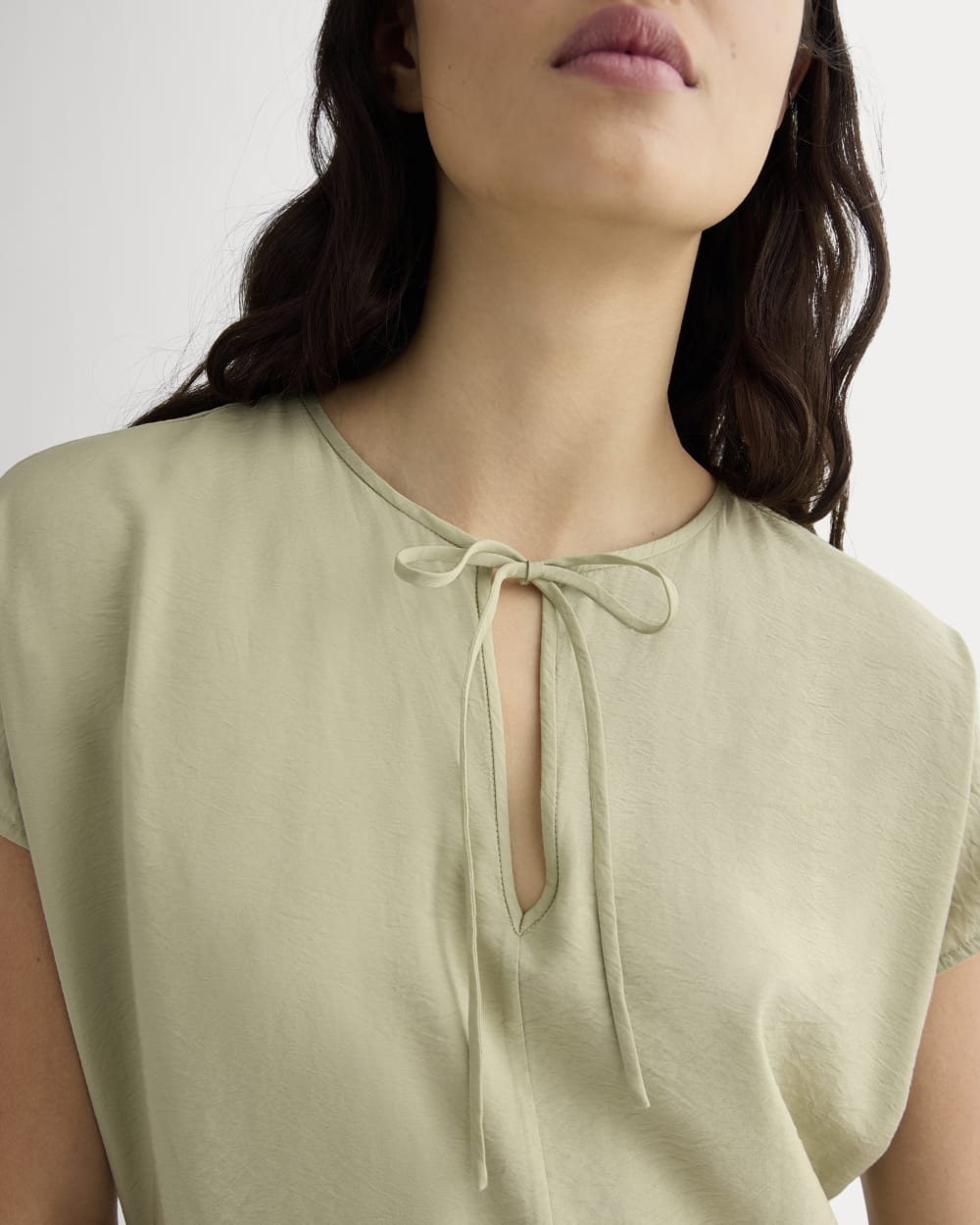The Midi Dress in SoftLuxe in Eucalyptus — detail view