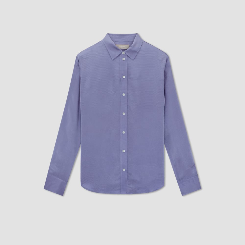 The Satin Relaxed Shirt in Cornflower Blue — alternate view