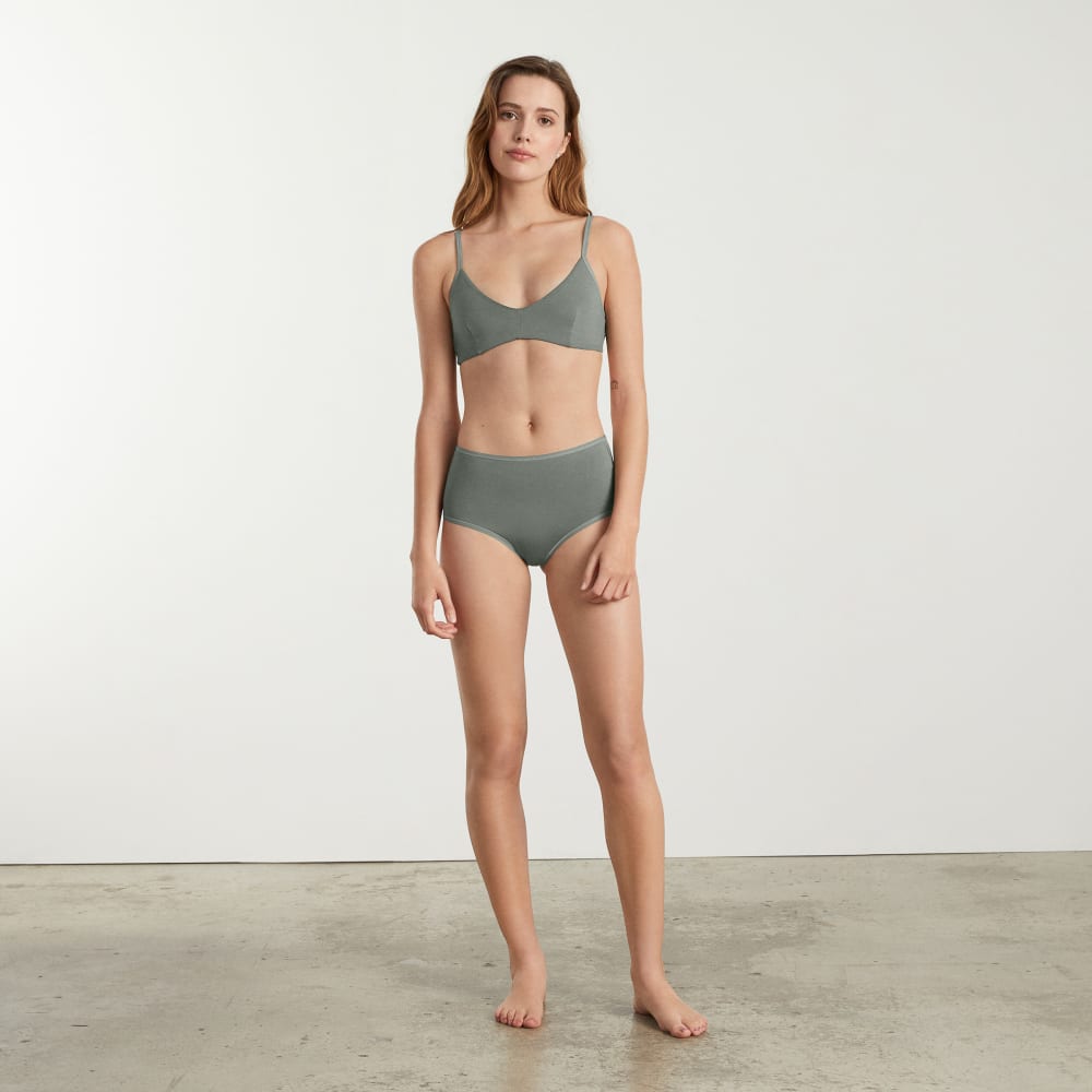 The Cotton High-Rise Hipster in Dark Sage — detail view