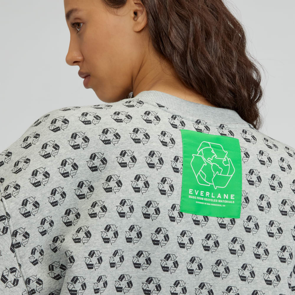 The ReTrack Oversized Crew in Earth Day Grey Multi — detail view
