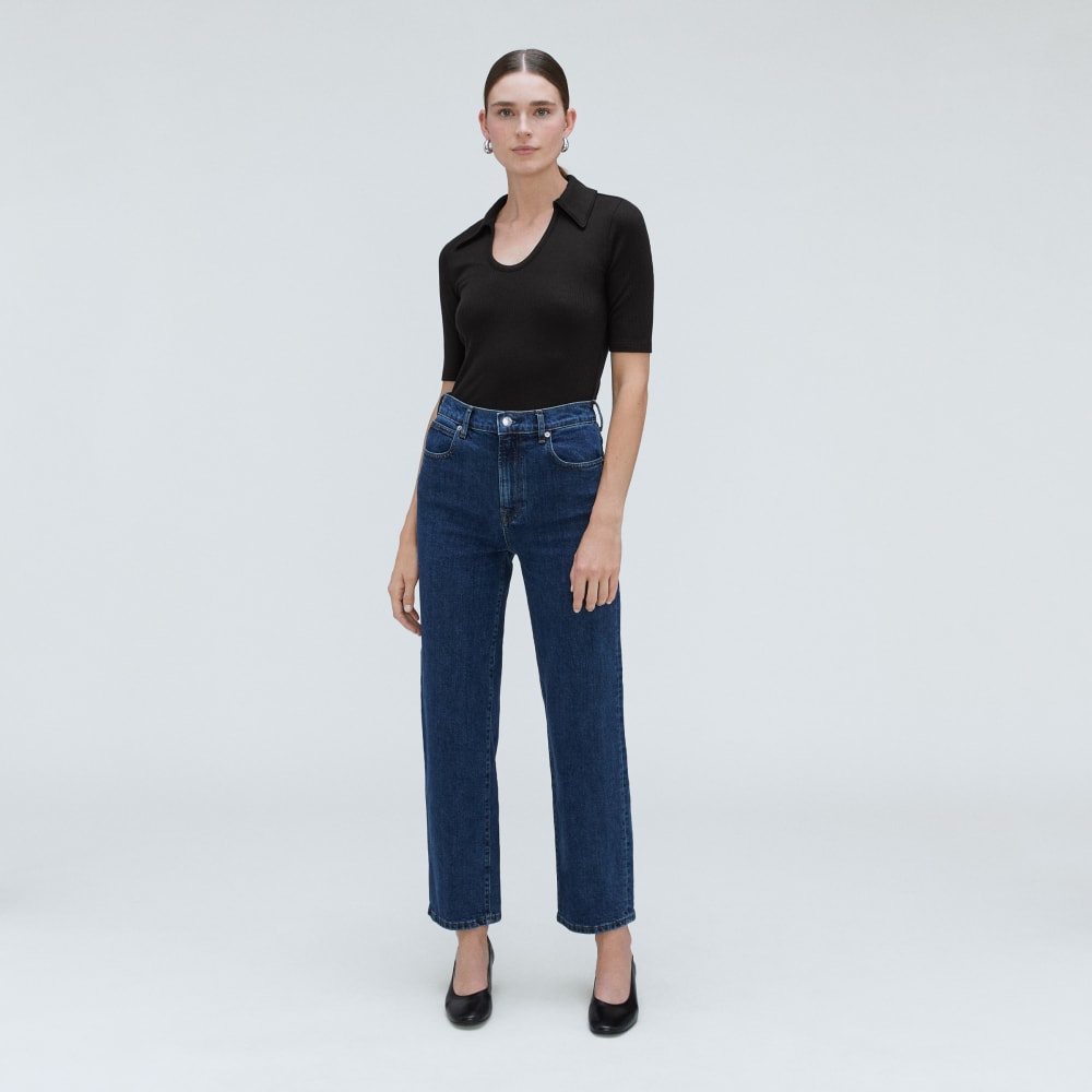 The Super-Soft Short Sleeve Polo in Black — detail view