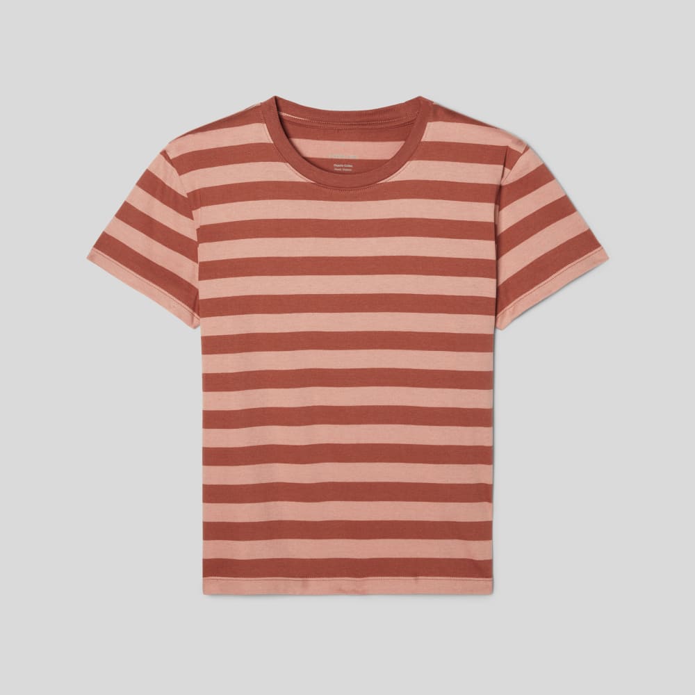 The Box-Cut Tee in Essential Cotton in Redwood Stripe — alternate view