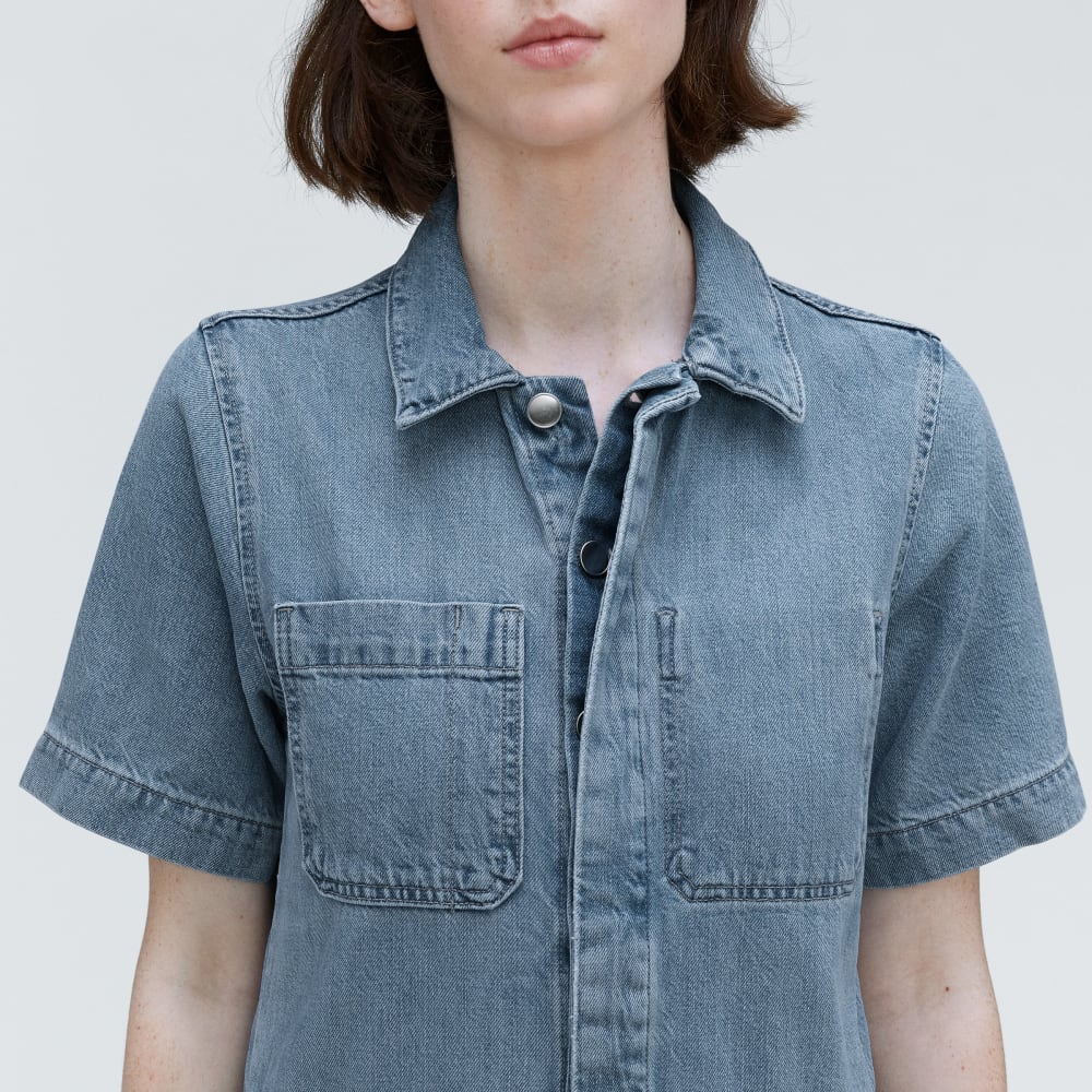 The Supersoft Jean Coverall in Shallow Water — detail view