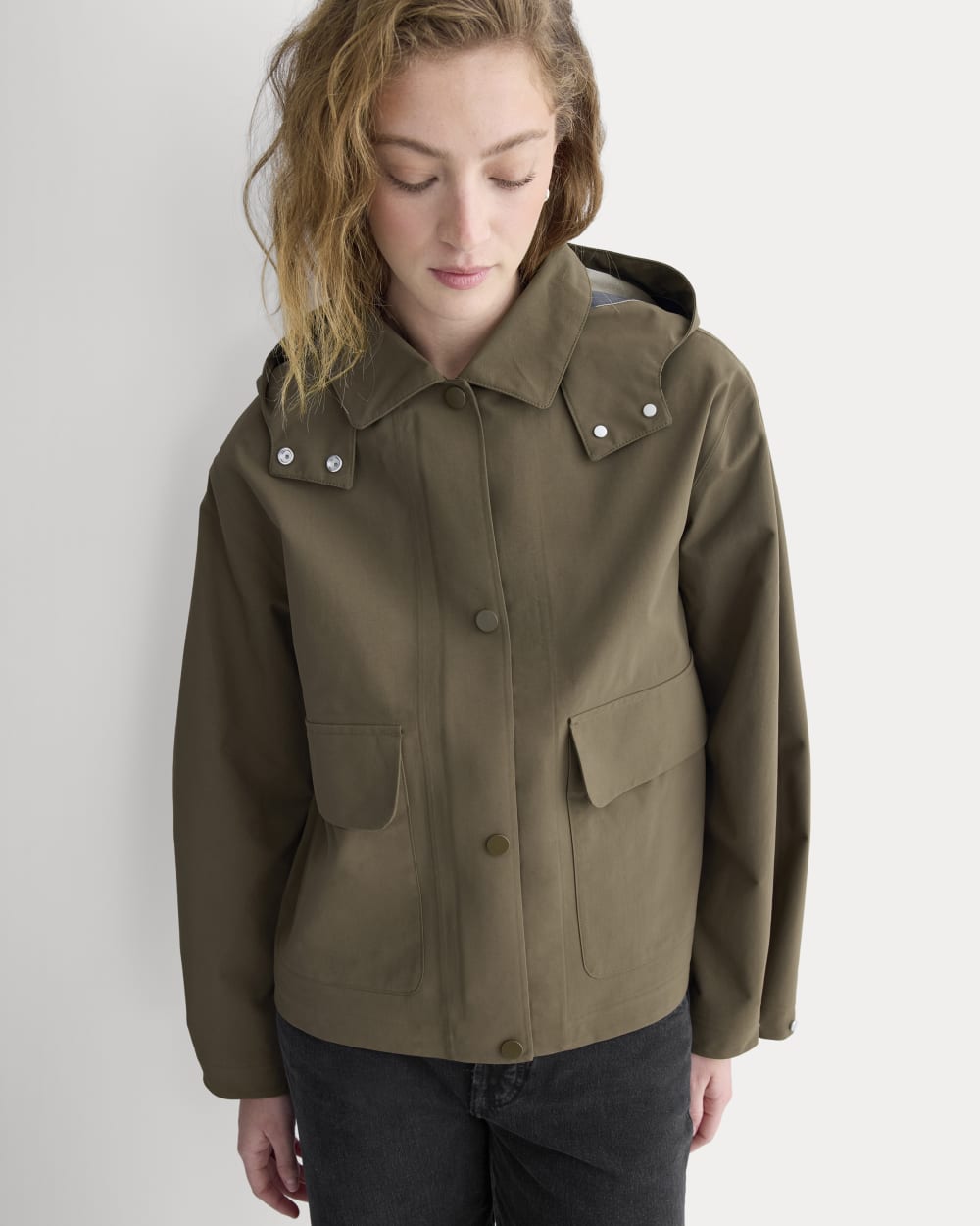 Re:Cycled Nylon Barrel Jacket in Beech — detail view