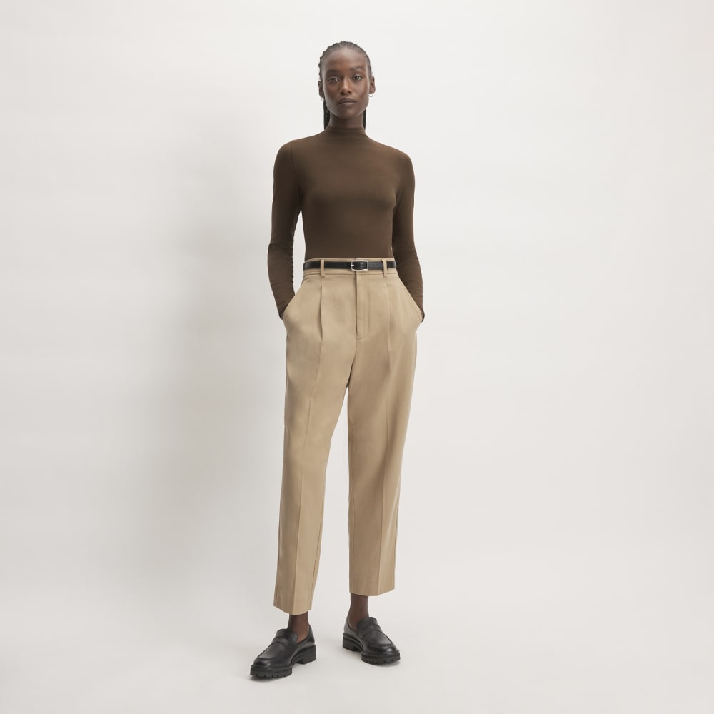 The Supima® Form Funnel Neck Tee in Cocoa — detail view