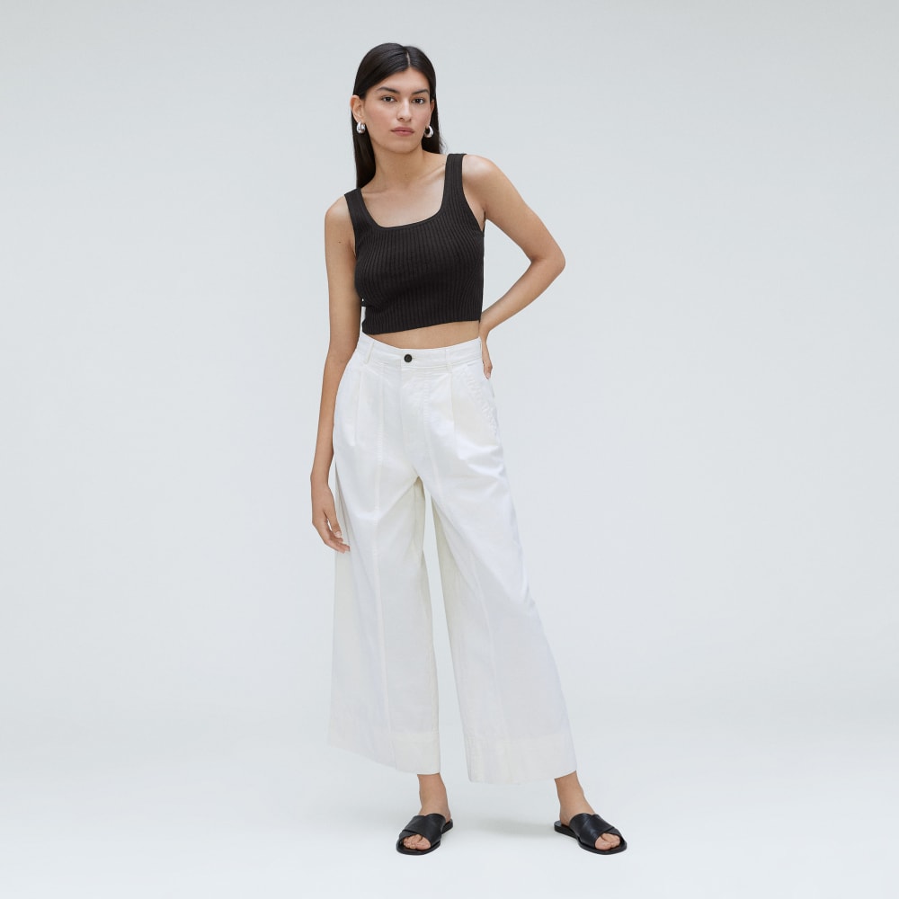 The Cotton-Merino Cami in Black — detail view