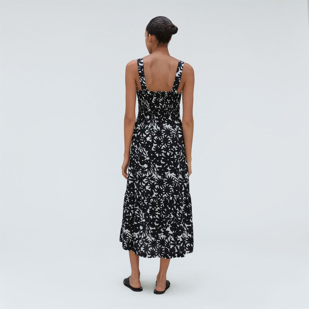 The Smock Dress in Black / Canvas Floral — detail view