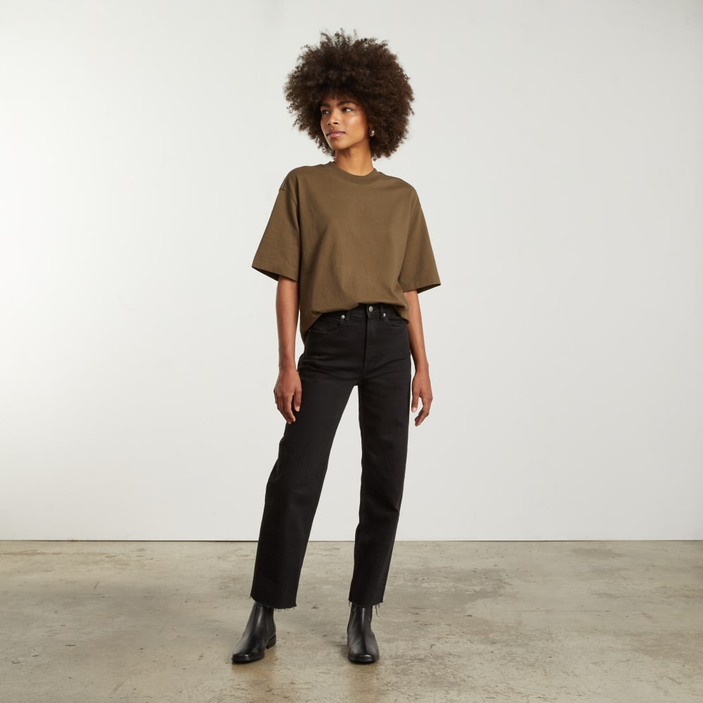 The Premium Weight Relaxed Tee in Beech — detail view