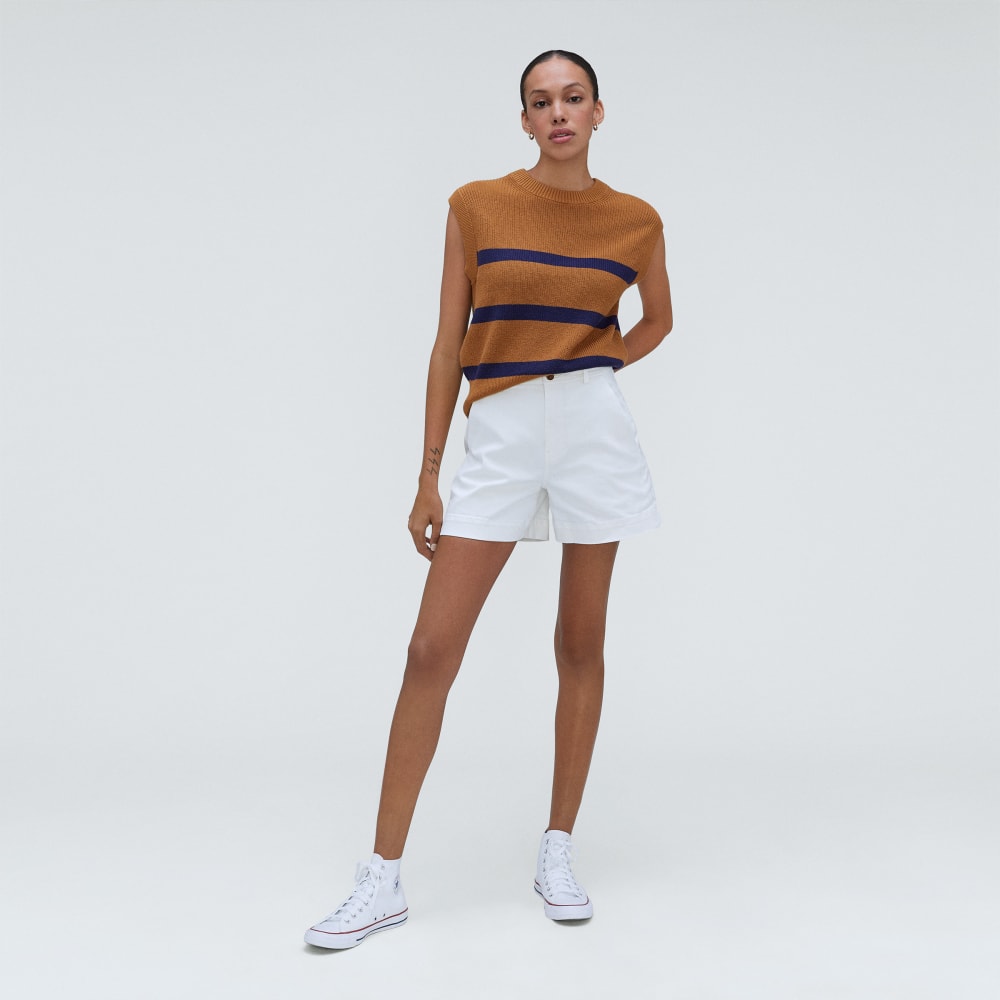 The Cotton Summer Sweater Tank in Caramel — detail view