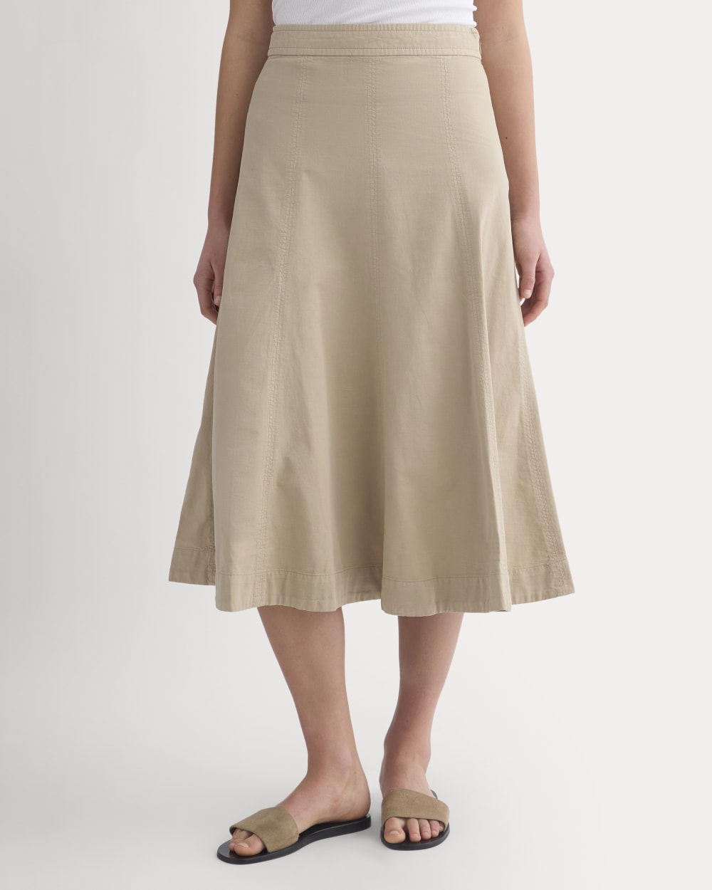 Seamed Midi Skirt in Trench Coat Khaki — detail view