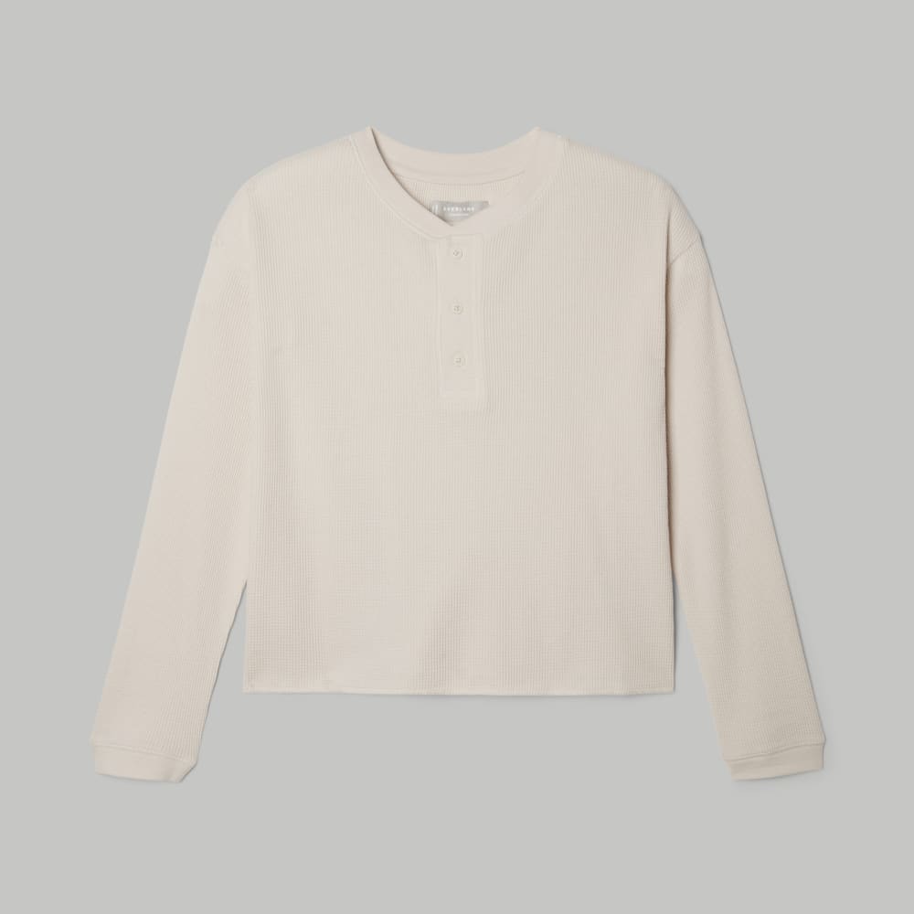 The Organic Cotton Waffle Henley in Brazilian Sand — alternate view