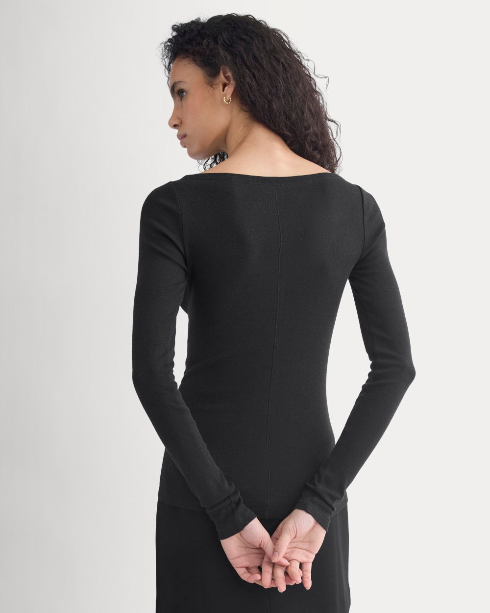 Tissue Boatneck Top in Black — detail view