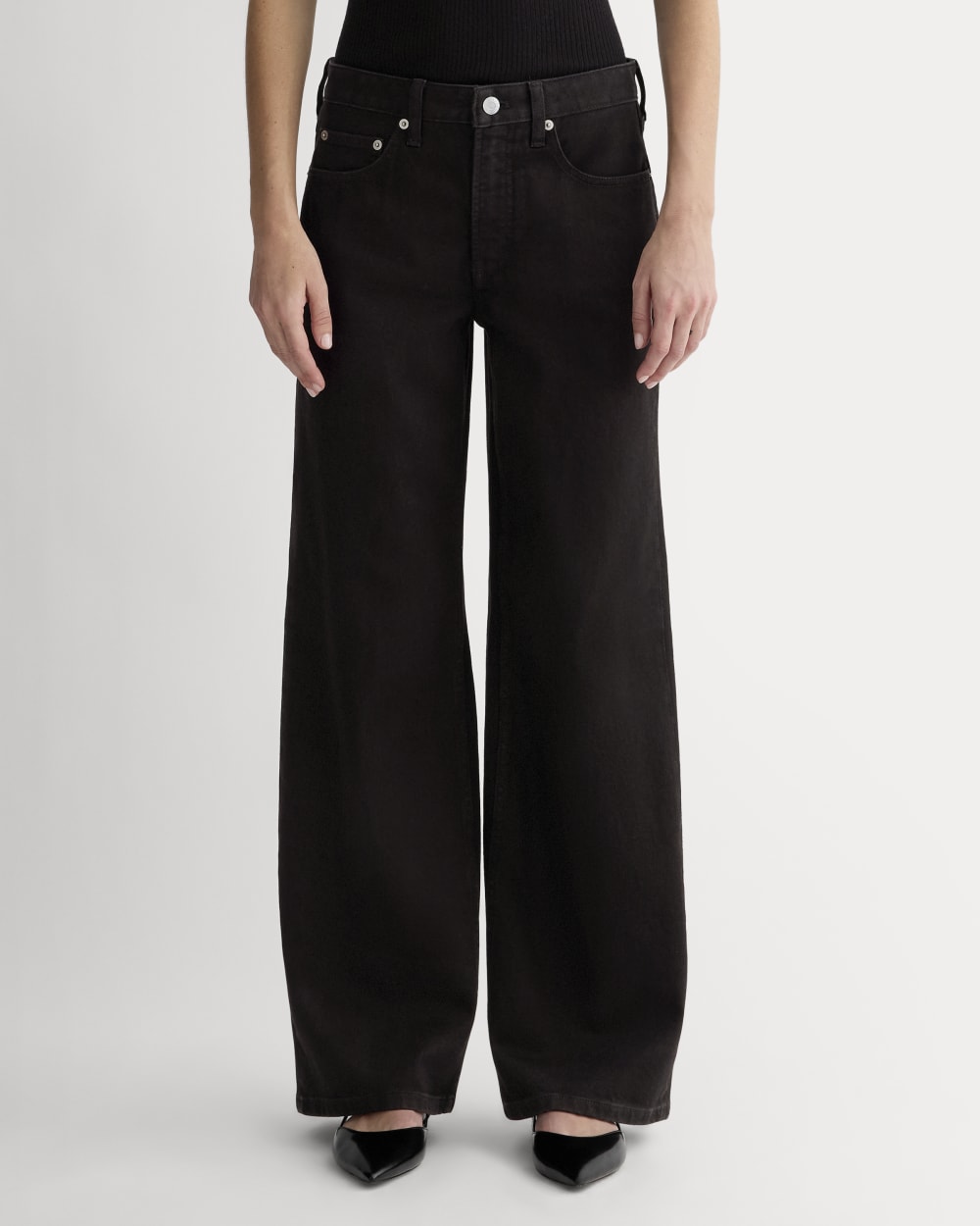 The Mid-Way Jean in Washed Black — detail view