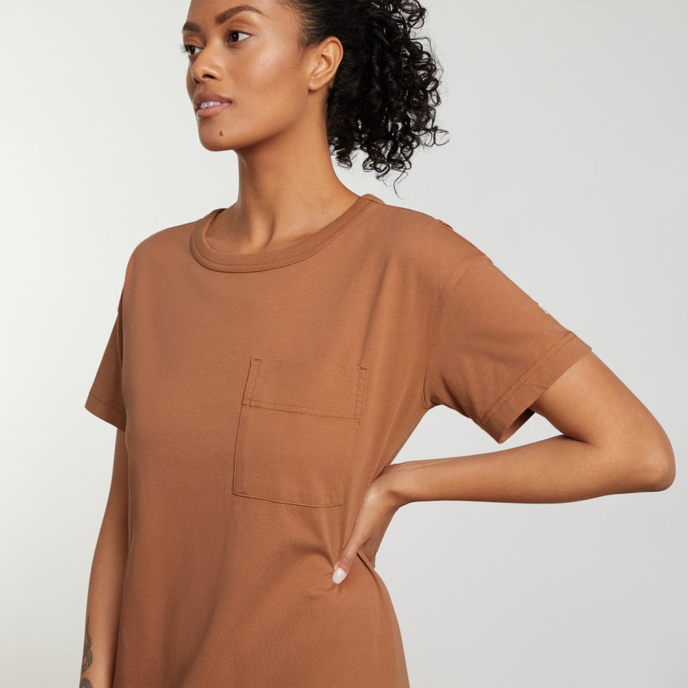 The Organic Weekend Maxi Dress in Tawny Brown — detail view
