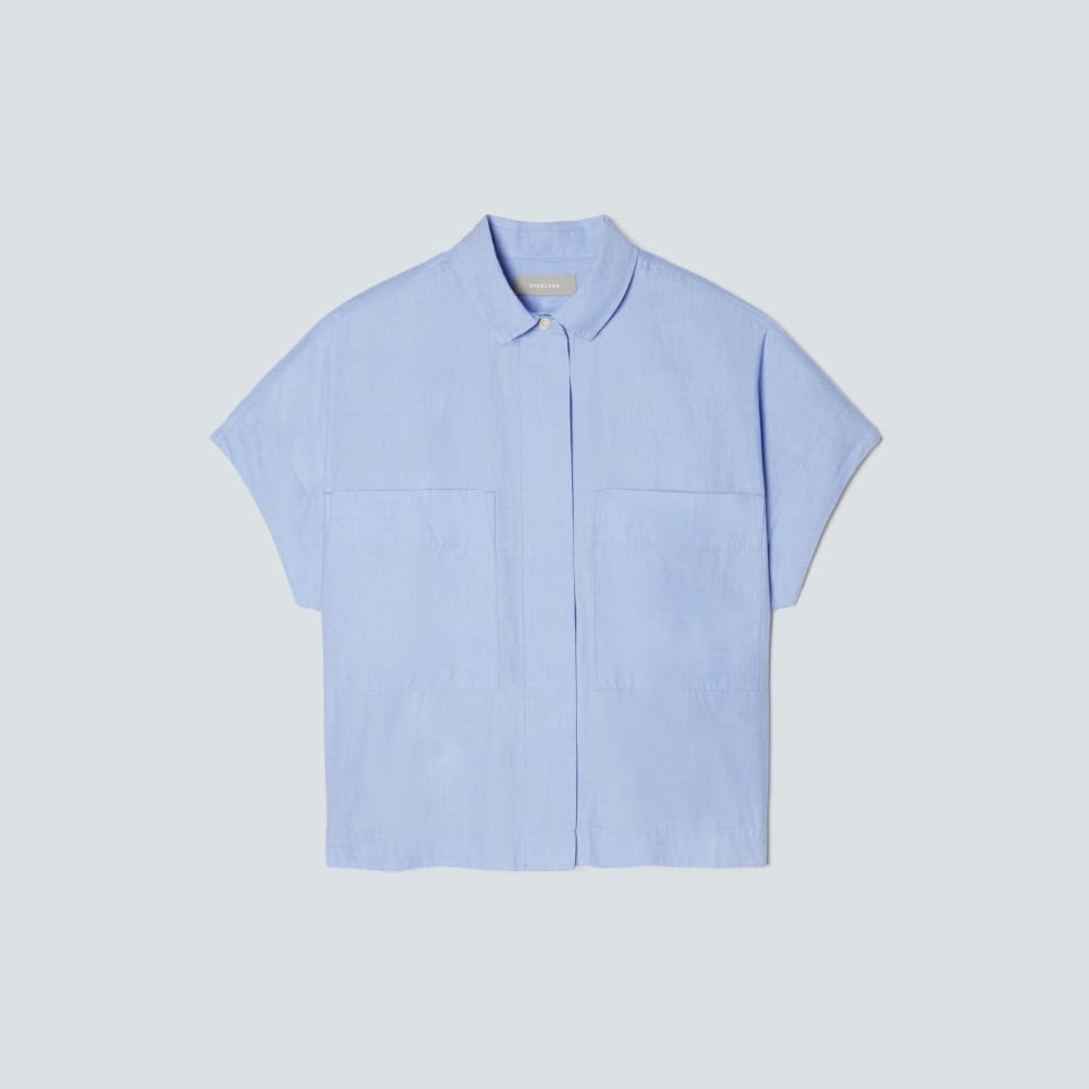 The Short-Sleeve Box Shirt in Slate Blue — front view