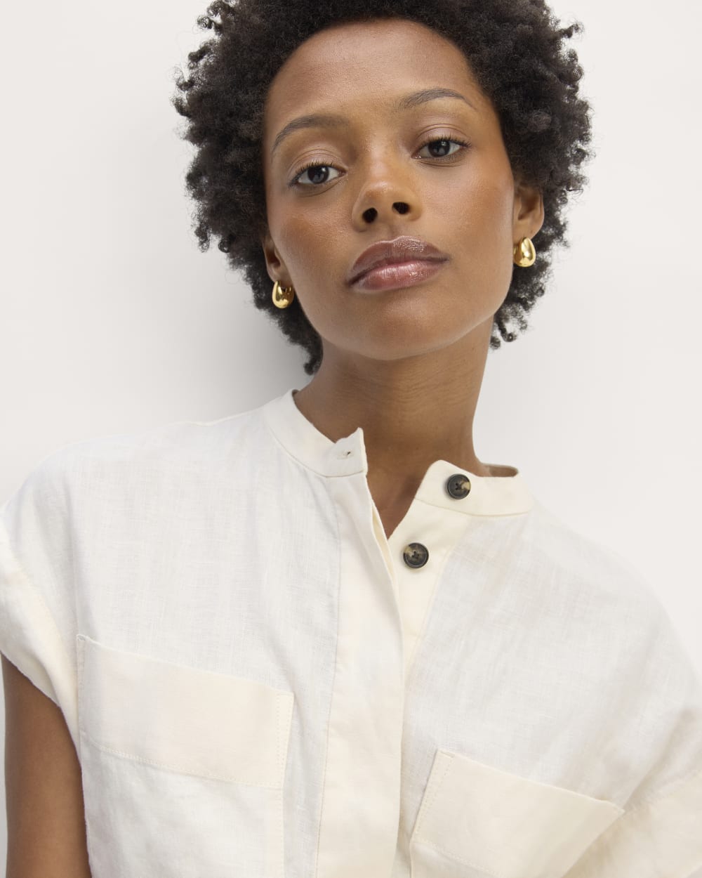 The Craft Dress in Linen in Bone — detail view