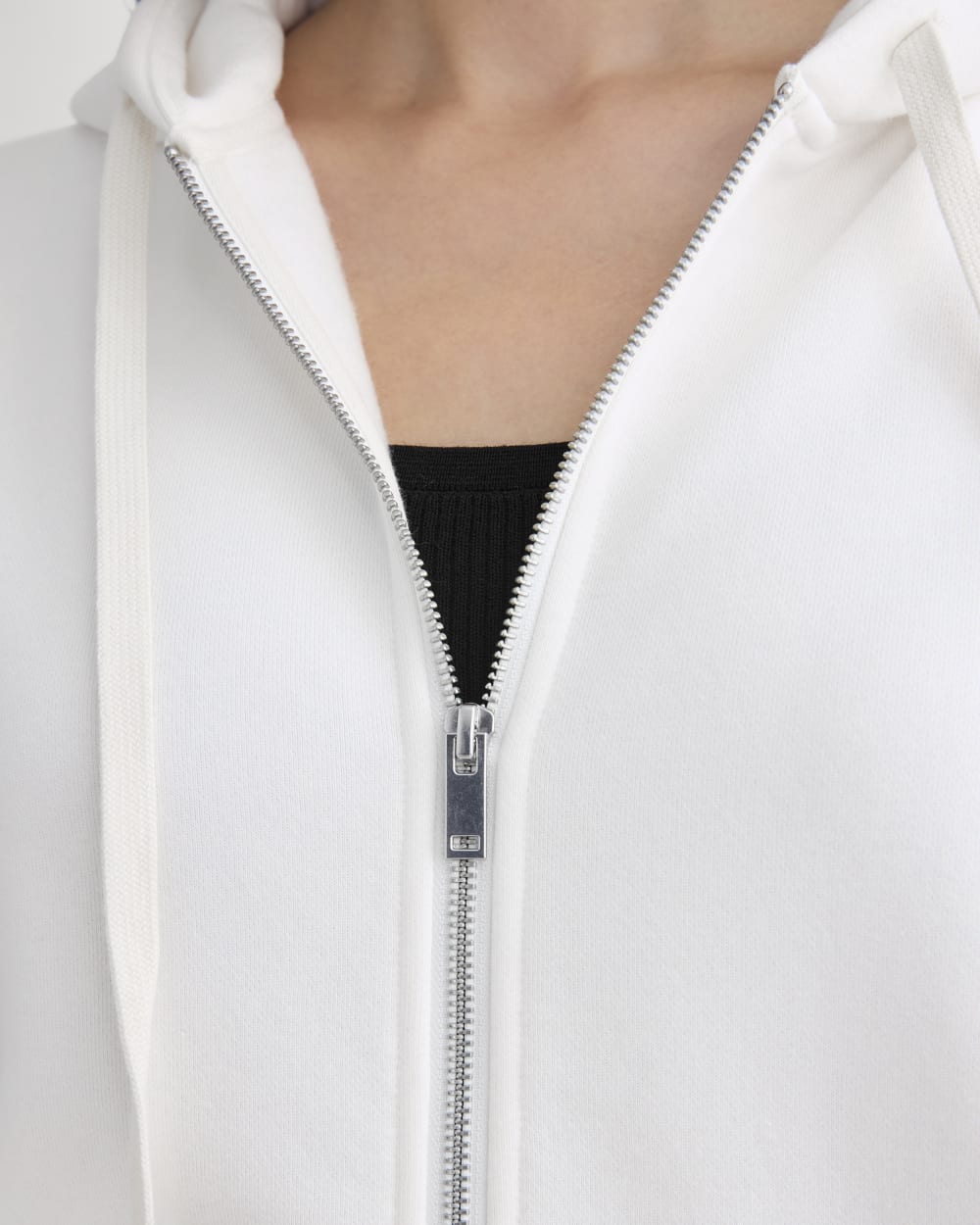 Luxe Fleece Oversized Full-Zip Hoodie in Bone — detail view