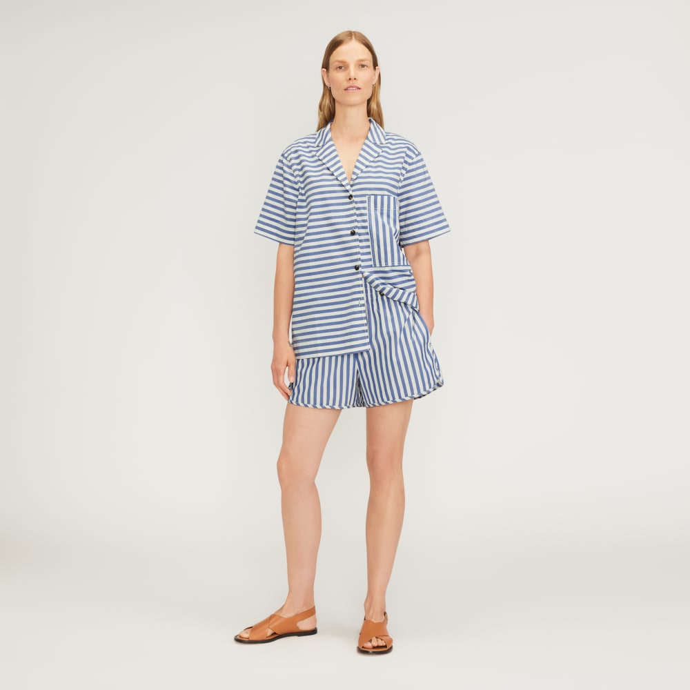 The Poplin Boxer Short in Mazarine Blue / Bone — detail view