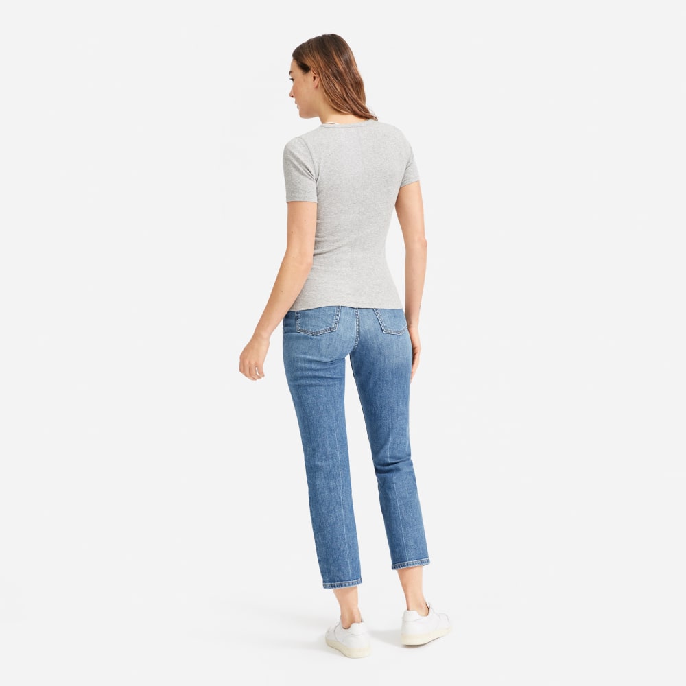 The Pima Micro-Rib Crew Tee in Heathered Grey — front view