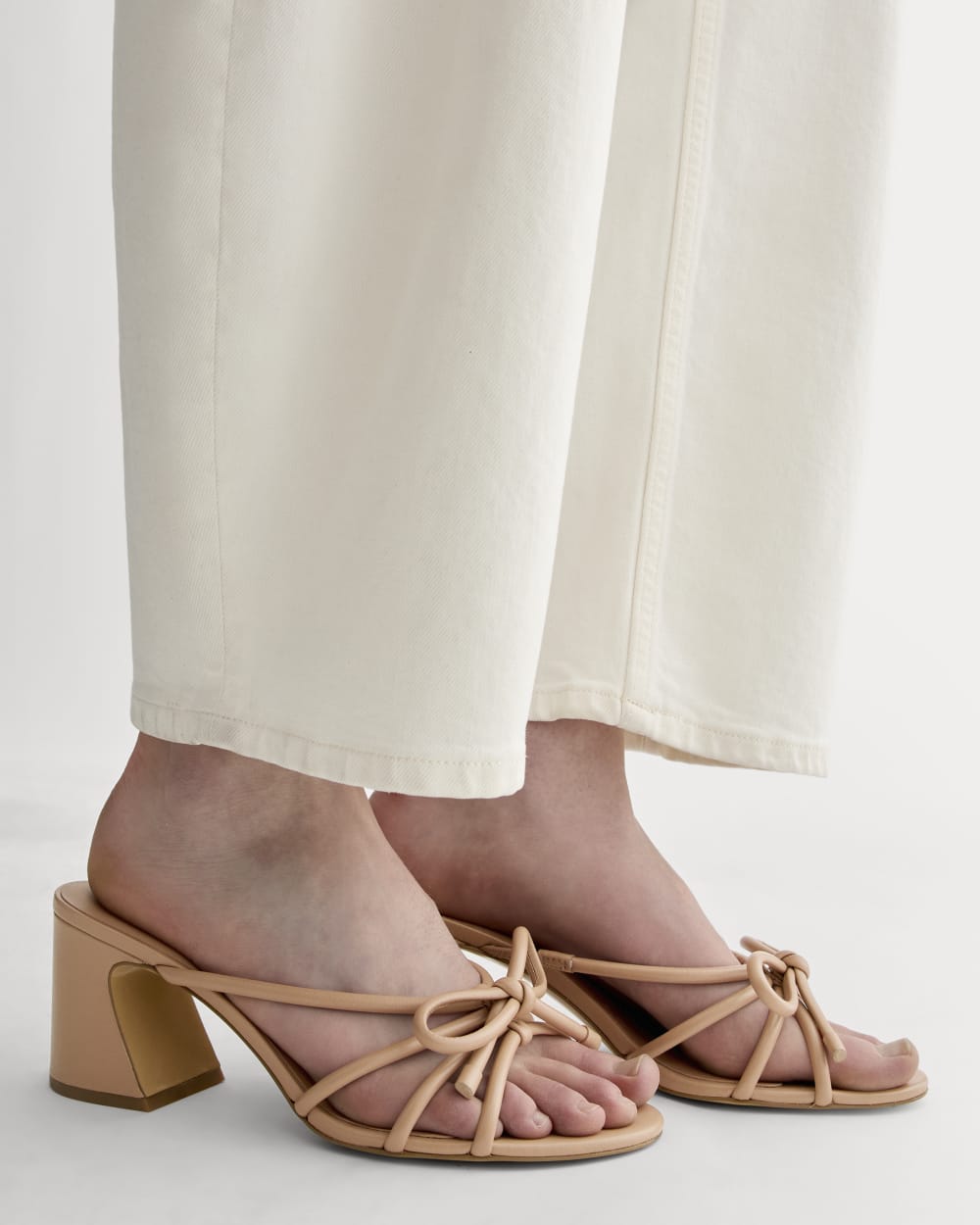 The Bow Heel in Blush Tan — detail view