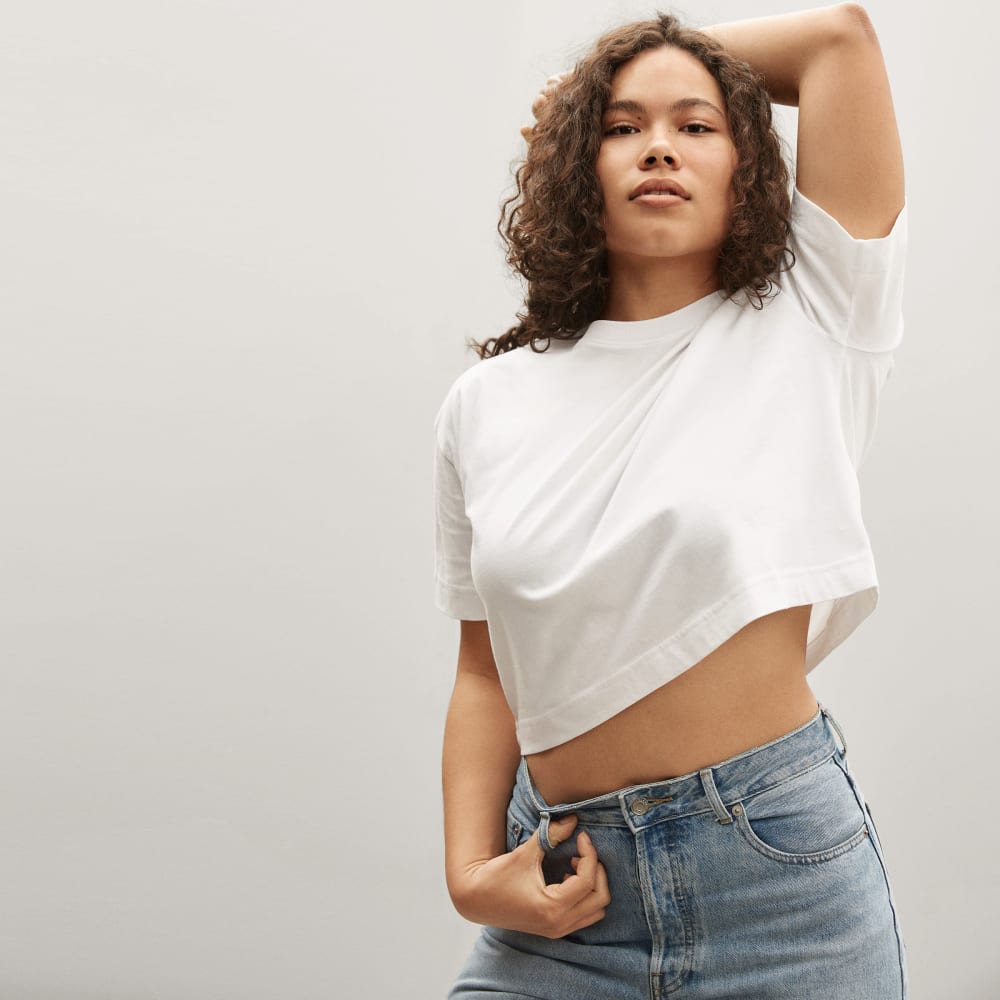 The Organic Cotton Cropped Tee in White — alternate view