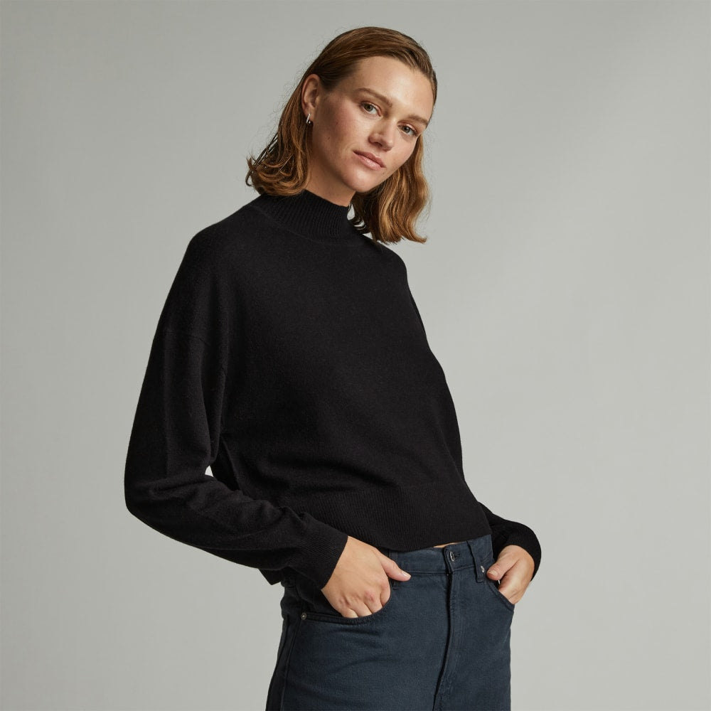 The Luxe Merino Turtleneck in Black — front view