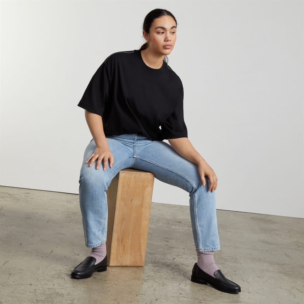 The Premium Weight Relaxed Tee in Black — detail view