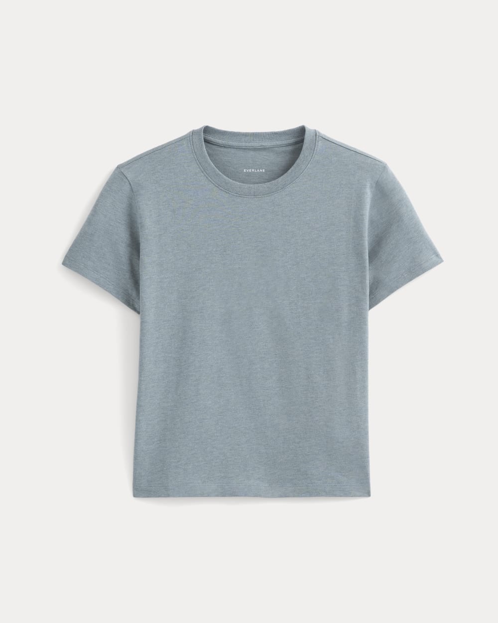 The Box-Cut Tee in Essential Cotton in Heathered Sea — alternate view