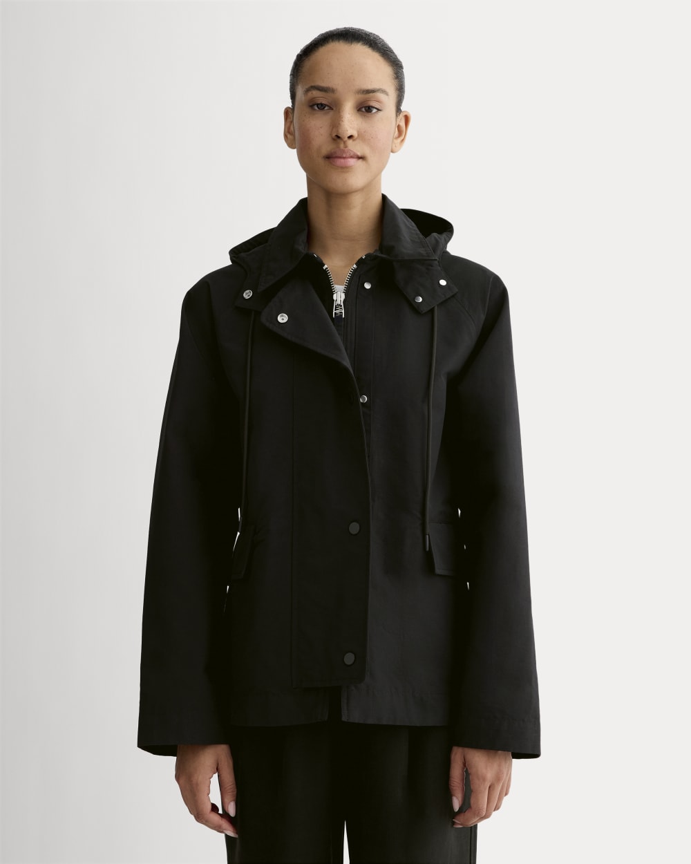 The Short Anorak in Black — front view