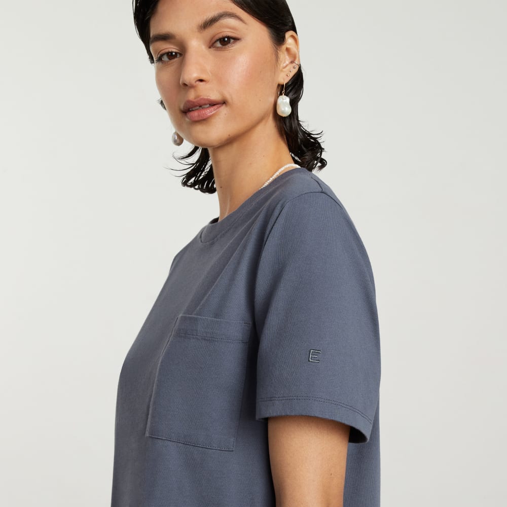 The Organic Cotton Weekend Tee Dress in Atlantic — detail view