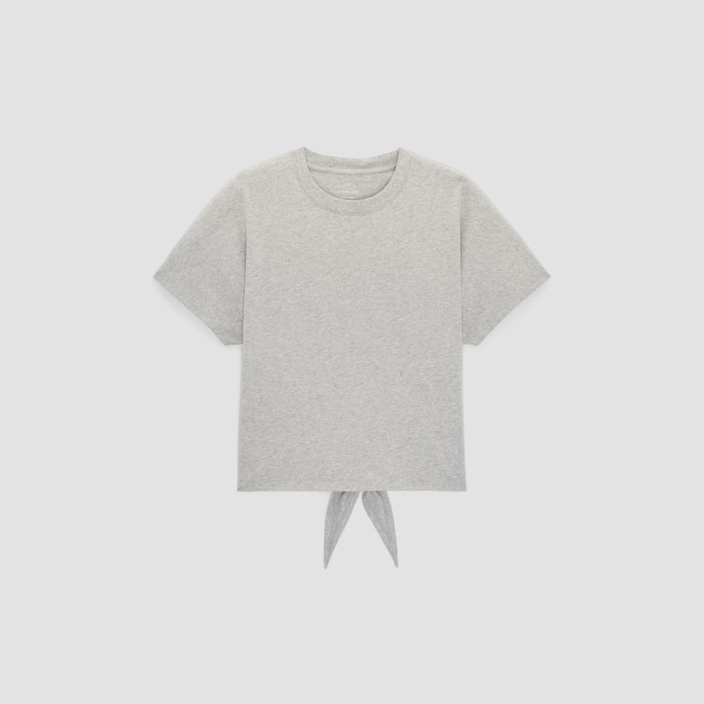 The Organic Cotton Tie Back Tee in Heather Grey — alternate view