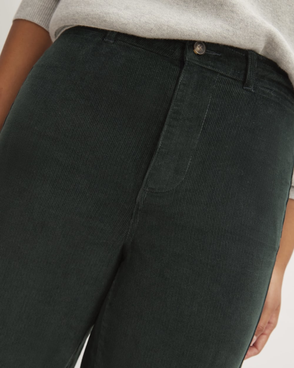 The Corduroy Wide-Leg Pant in Scarab — detail view