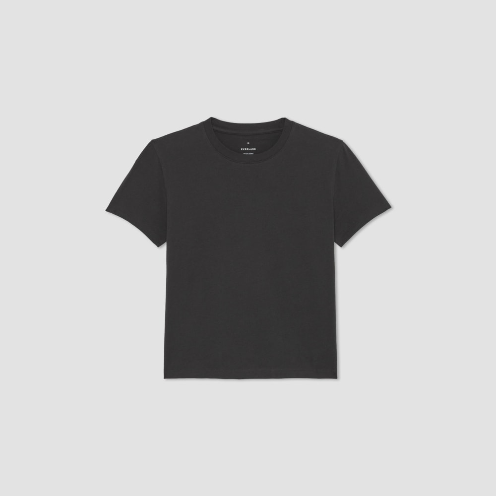 The Box-Cut Tee in Essential Cotton in Vintage Black — alternate view