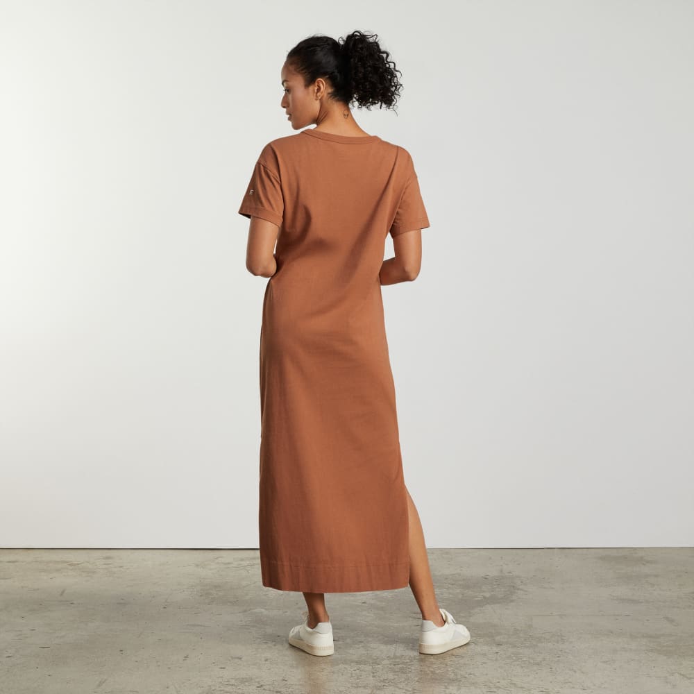 The Organic Weekend Maxi Dress in Tawny Brown — detail view