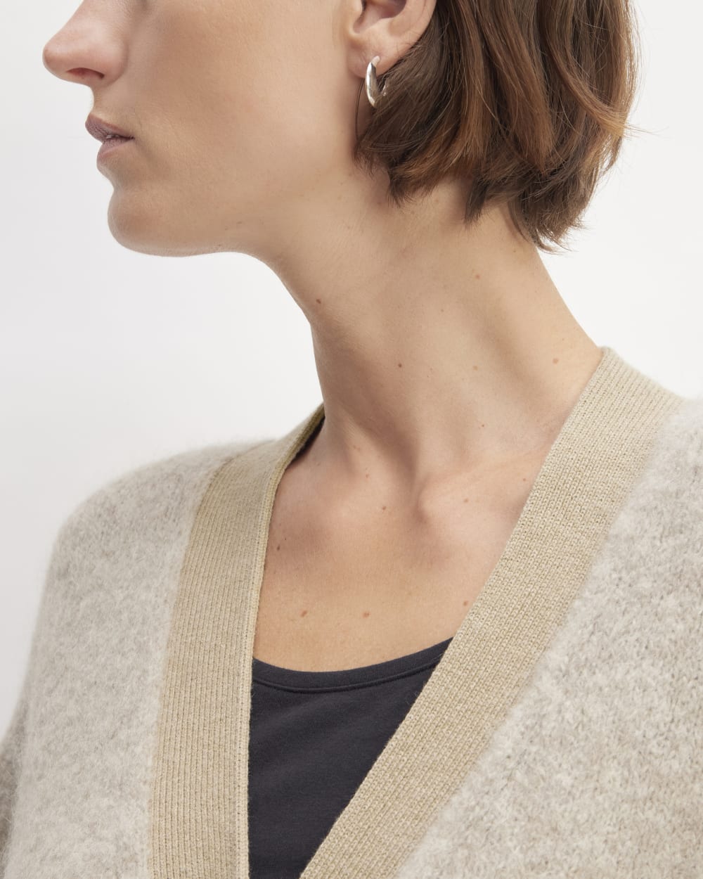 The SuperFuzz Alpaca Cardigan in Light Oat — detail view
