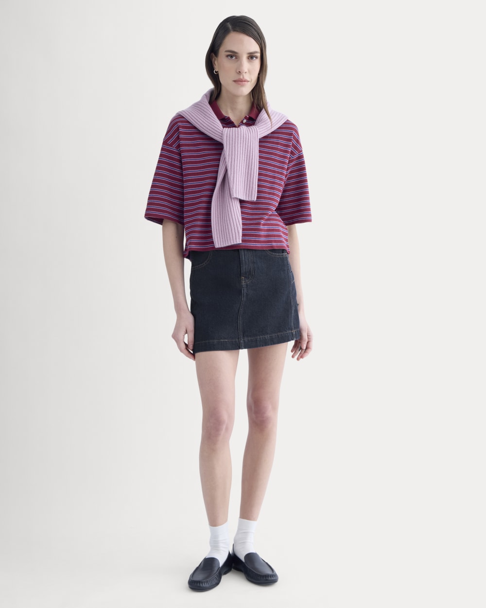 Denim Utility Mini Skirt in Tungsten Rinse — detail view
