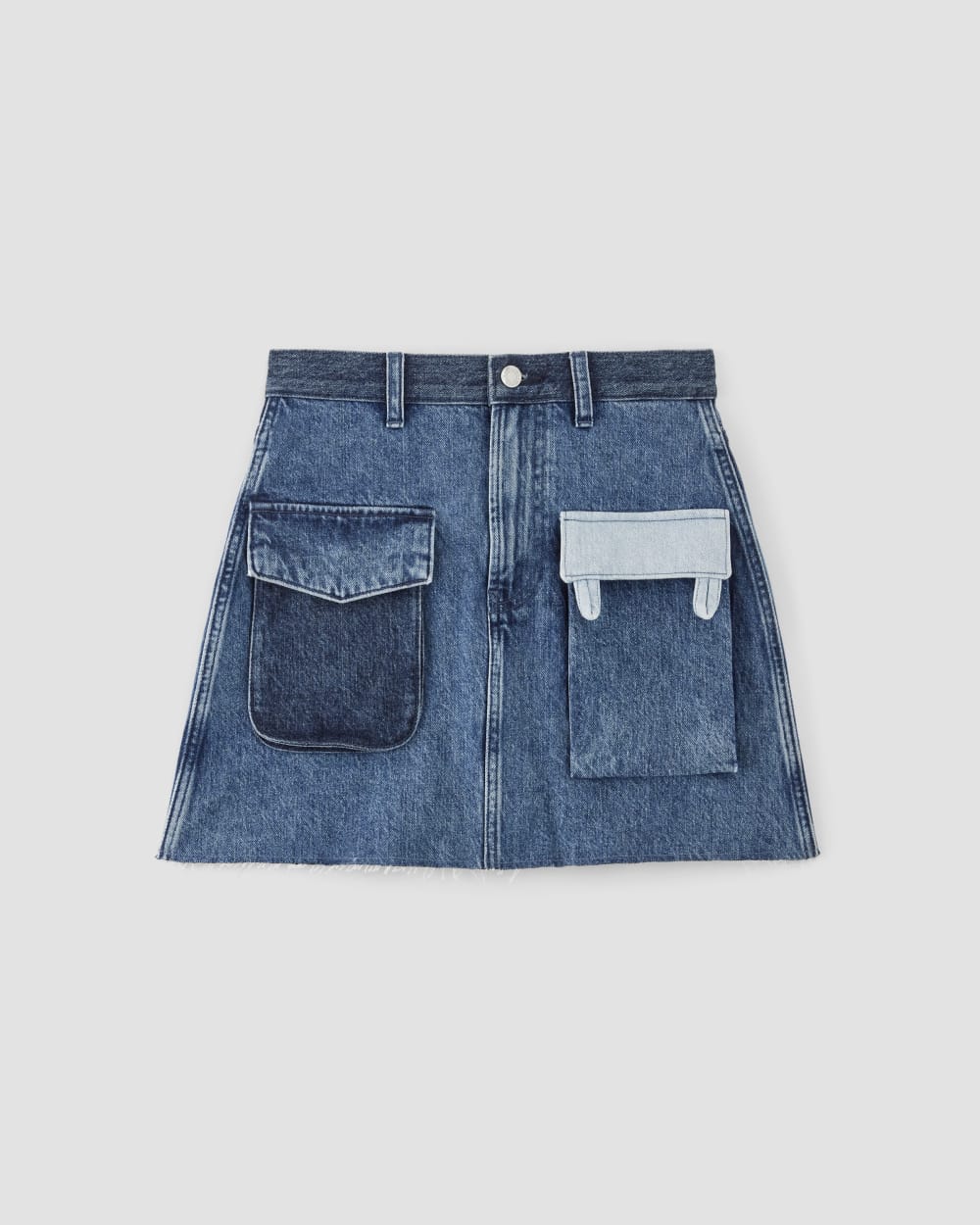 The Everlane x Marques' Almeida Denim Patchwork Mini Skirt in Diamond Blue — alternate view