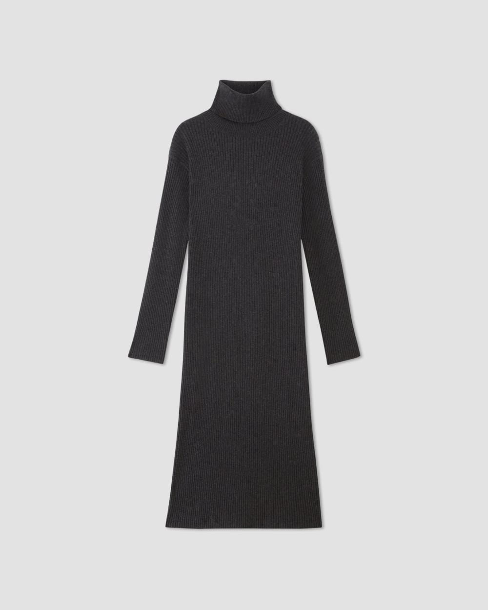 The Cotton-Merino Turtleneck Dress in Heather Charcoal — alternate view