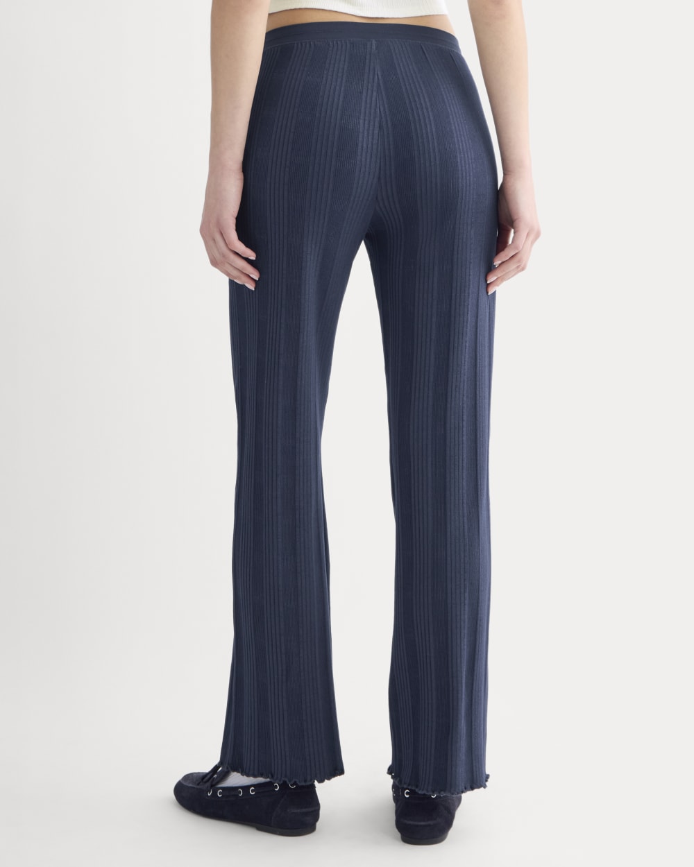 Lounge Rib Pant in Navy — detail view