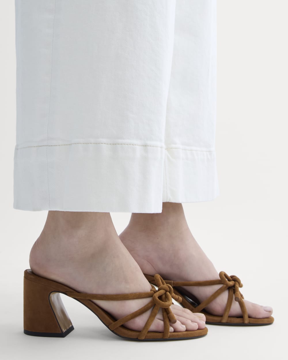 The Bow Heel in Canyon Brown Suede — detail view